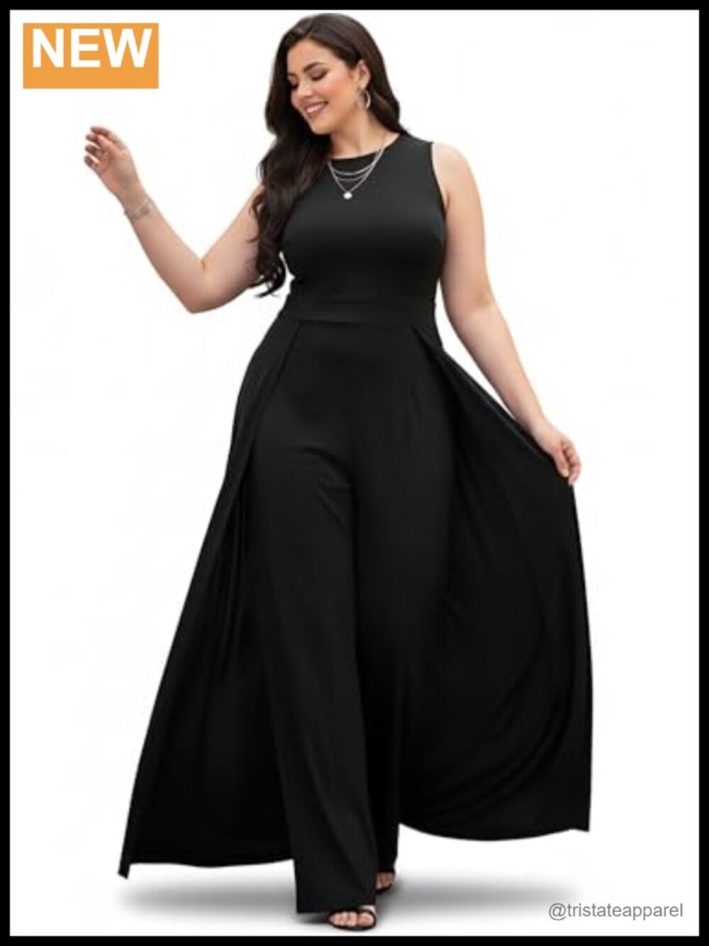 KOH KOH Sleeveless Long Pant Cape Jumpsuit Elegant Dressy